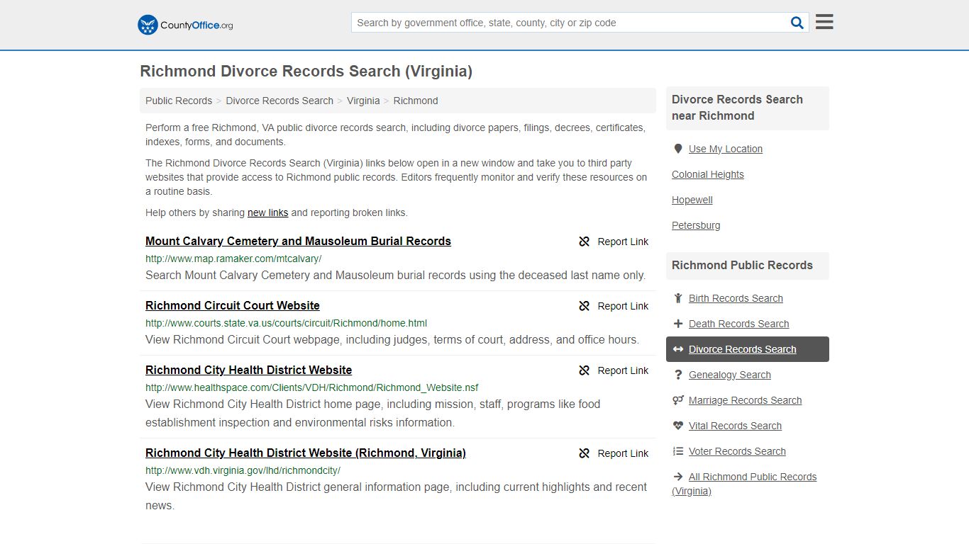 Divorce Records Search - Richmond, VA (Divorce Certificates & Decrees)